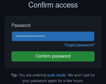 type your password and click the 'confirm password' button